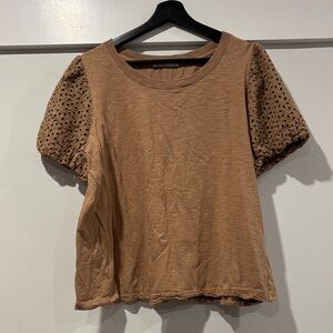 Jane and Delancey Tan Eyelet Sleeve Blouse